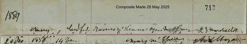 1889-12-29 BIR BAP Mary McKenna chid of James McKEnna + Agnes Millour and wife of John Neil [[N345]]