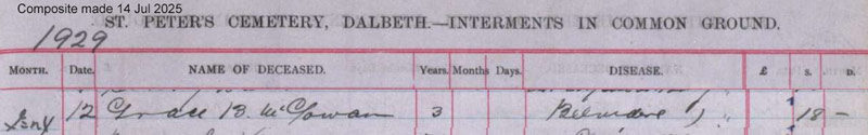 1929-01-12 BUR Grace Baird McGowan child of John McGowan + Elizabeth Chrystal Neil [[N352]]