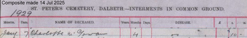 1929-01-07 BUR Charlotte Baird McGowan child of John McGowan + Elizabeth Chrystal Neil [[N355-clip]]
