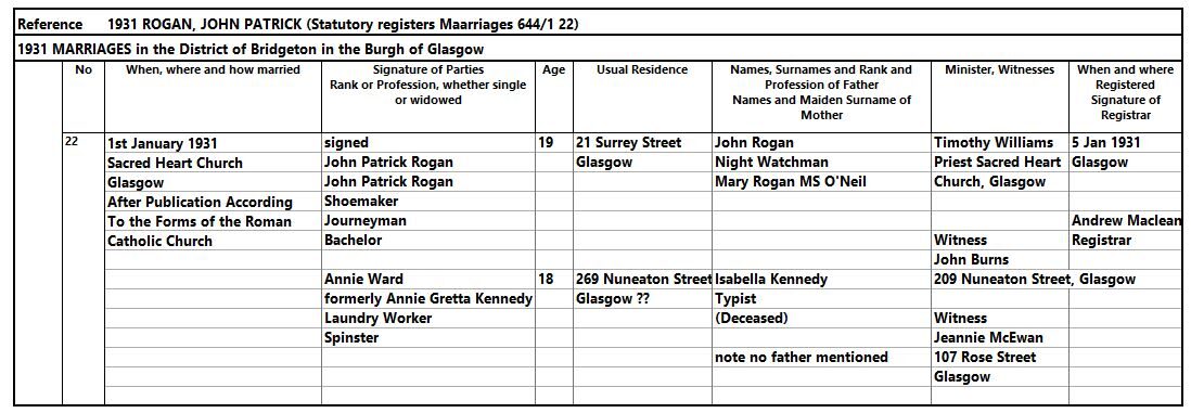 I tried to find the marriage that is referred to in the baptismal register as a later addition but I could not find it. I did find the marraige in the statutory marriage registers however.