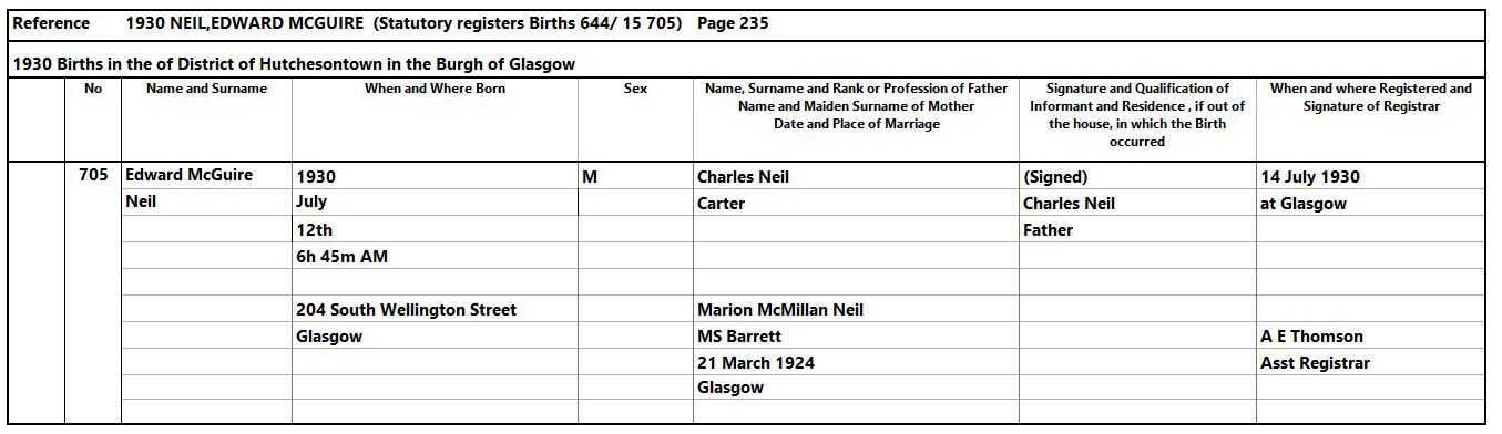 1930-07-12 BIR Edward McGuire Neil child of Charles Neil + Marion Barrett [[N718]]