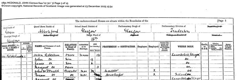1891-04-05 CEN John McDonald and family, 104 Pollokshaws Road, Gorbals, [[N630-clip]]