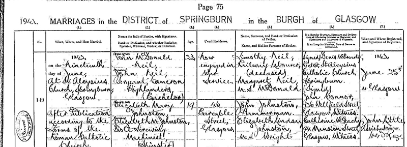 1942-06-19 MAR John McDonald Neil + Mary Elizabeth Johnston [[N085a-clip]]